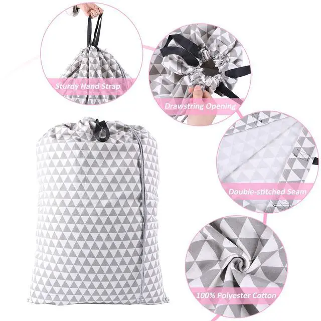 Alt view image 4 of 7 - SWISSELITE Laundry Bag with Handle and Drawstring, Large Heavy Duty Laundry Bag, 28 x 40 Inches Travel Dirty Clothes Bag for Laundromat and Household