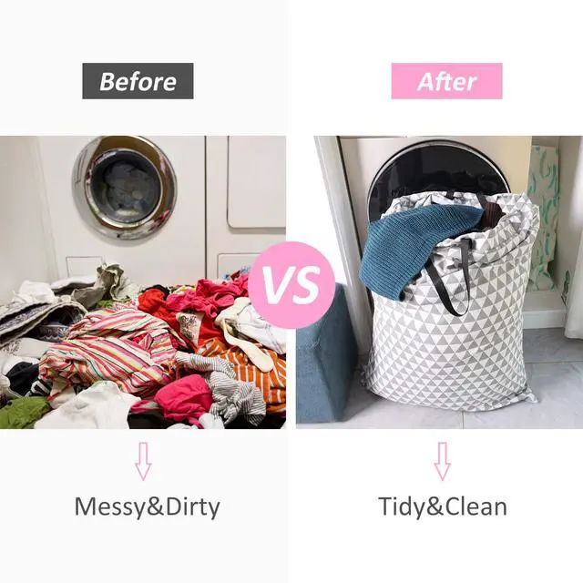Alt view image 5 of 7 - SWISSELITE Laundry Bag with Handle and Drawstring, Large Heavy Duty Laundry Bag, 28 x 40 Inches Travel Dirty Clothes Bag for Laundromat and Household