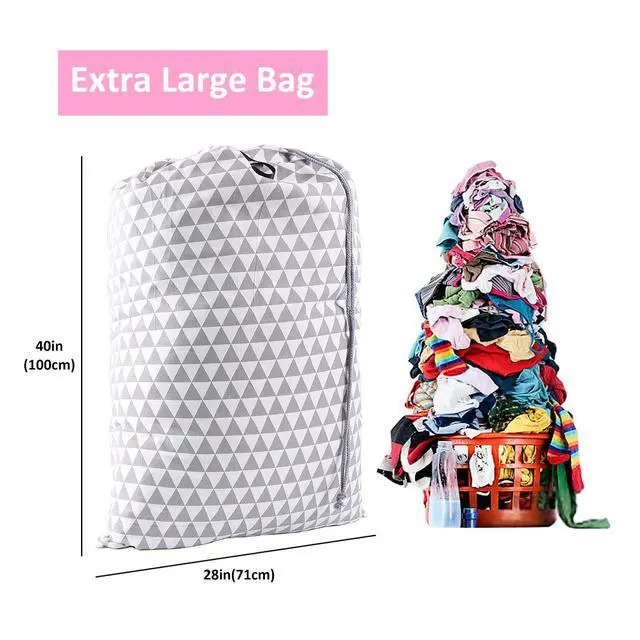 Alt view image 2 of 7 - SWISSELITE Laundry Bag with Handle and Drawstring, Large Heavy Duty Laundry Bag, 28 x 40 Inches Travel Dirty Clothes Bag for Laundromat and Household