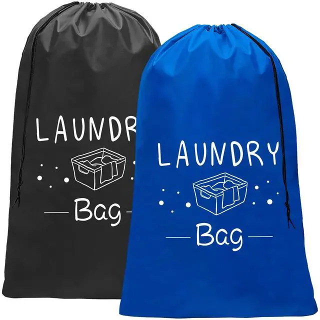 Main image of Sylfairy 2 Pack Extra Large Travel Laundry Bag, 24" x 36" Rip-Stop Dirty Clothes Organizer with Drawstring, Heavy Duty Travel Laundry Bag, Large Laundry Hamper Liner, Machine Wash (Navy+Black)
