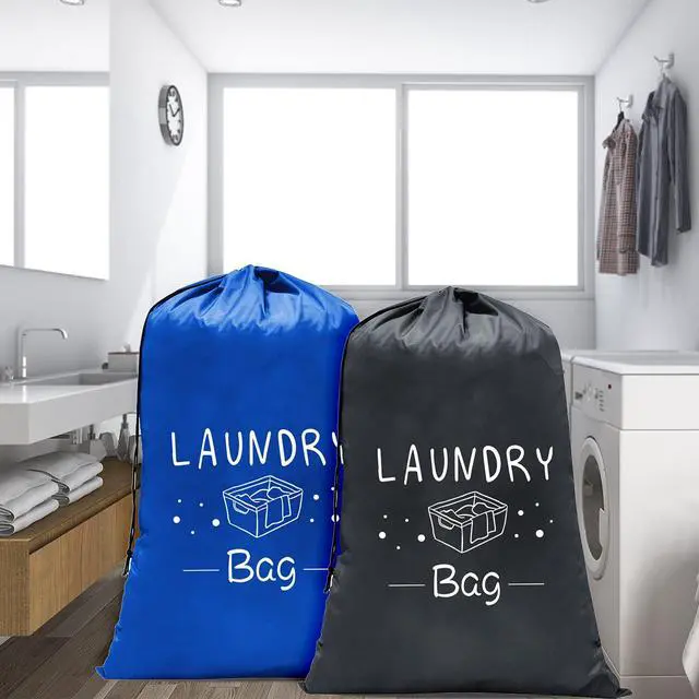 Alt view image 2 of 5 - Sylfairy 2 Pack Extra Large Travel Laundry Bag, 24" x 36" Rip-Stop Dirty Clothes Organizer with Drawstring, Heavy Duty Travel Laundry Bag, Large Laundry Hamper Liner, Machine Wash (Navy+Black)