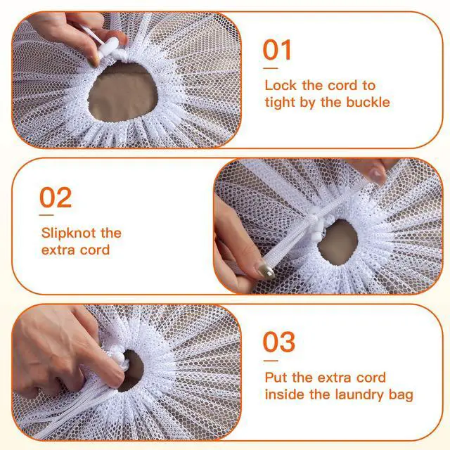 Alt view image 4 of 6 - Meeall Extra Large Mesh Laundry Bag Heavy Duty Mesh Wash Bag with Drawstring Closure for College, Dorm, Travel, Family and Apartment Dwellers, 27 x 36 Inches, White