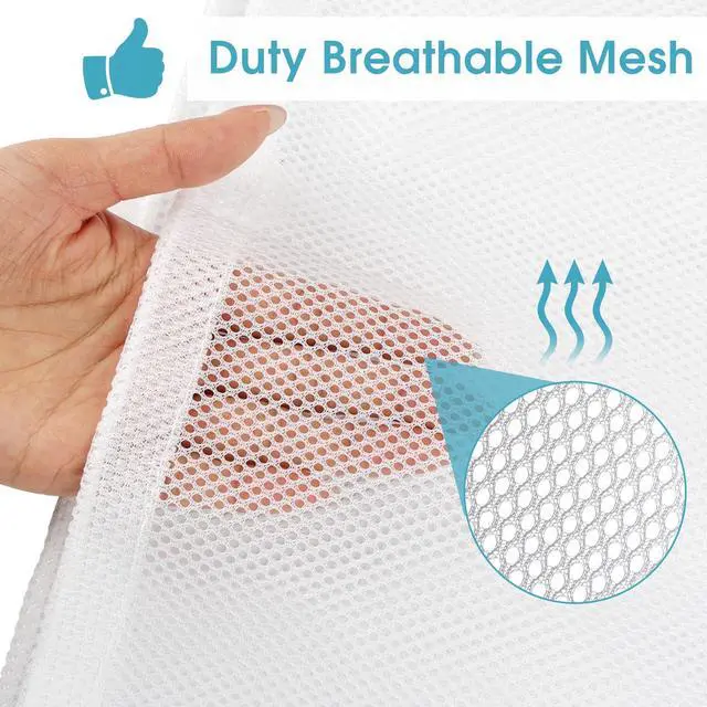 Alt view image 2 of 7 - 2 Pack Mesh Laundry Bags, 23 x 34 Inches Heavy Duty Mesh Laundry Bag, Large Laundry Drawstring Bag for College, Dorm, Travel, Family and Apartment Dwellers, White