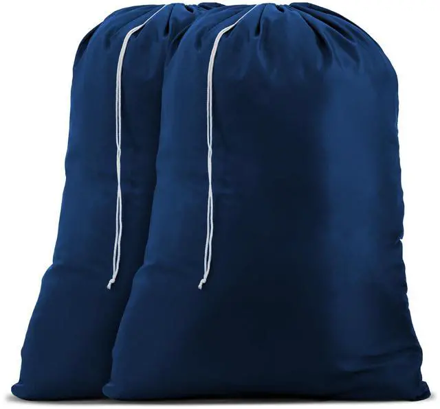 Main image of Handy Laundry Nylon XL - Large Capacity with Locking Drawstring, Machine Washable, Fits Laundry Baskets or Hampers, Holds 3 Loads of Clothes - Navy Blue (Pack of 2)