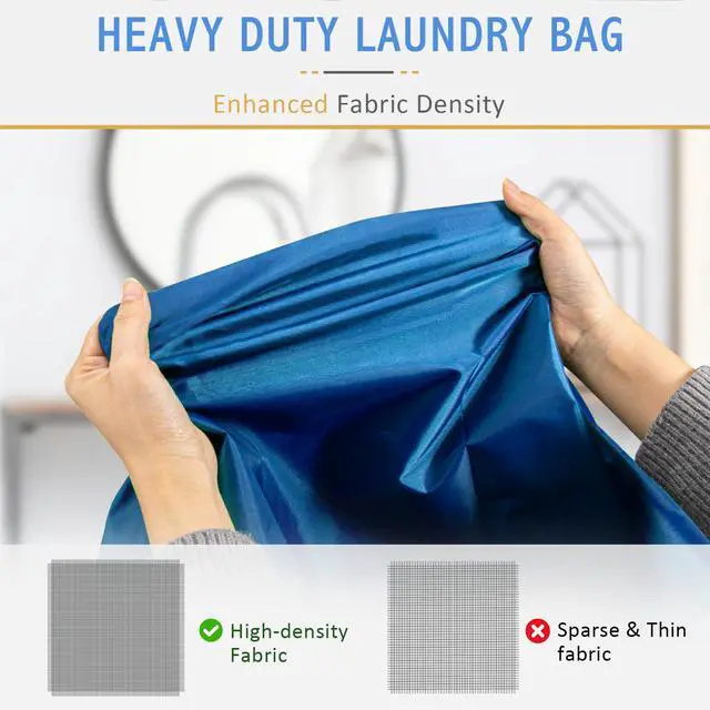 Alt view image 3 of 6 - Isink Extra Large Laundry Bag With Handles, Heavy Duty, Travel Laundry Bag for Dirty Clothes, 28" x 40" (Blue)