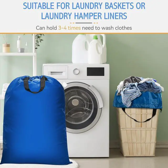 Alt view image 5 of 6 - Isink Extra Large Laundry Bag With Handles, Heavy Duty, Travel Laundry Bag for Dirty Clothes, 28" x 40" (Blue)