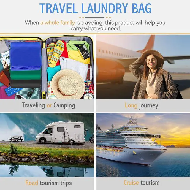 Alt view image 6 of 6 - Isink Extra Large Laundry Bag With Handles, Heavy Duty, Travel Laundry Bag for Dirty Clothes, 28" x 40" (Black)