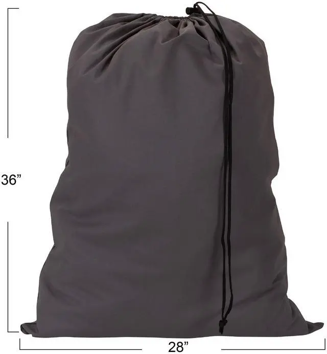 Alt view image 3 of 6 - Household Essentials Cotton Laundry Bag with Drawstring Closure, Gray