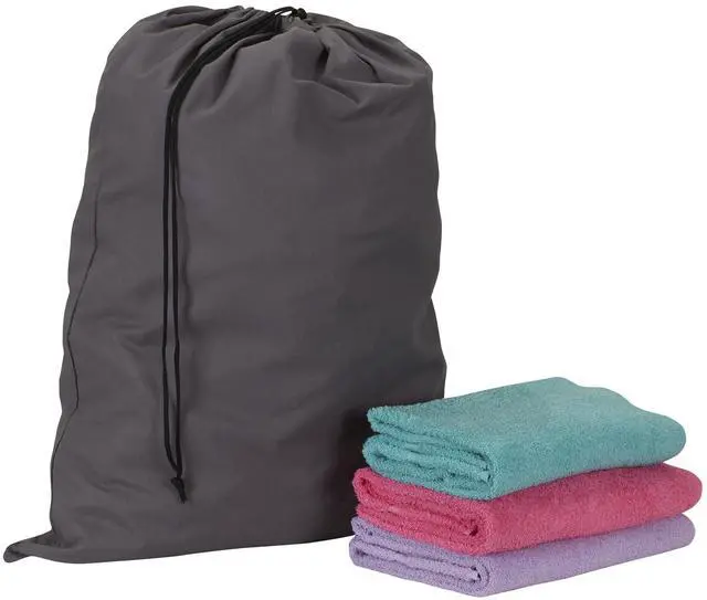 Alt view image 6 of 6 - Household Essentials Cotton Laundry Bag with Drawstring Closure, Gray