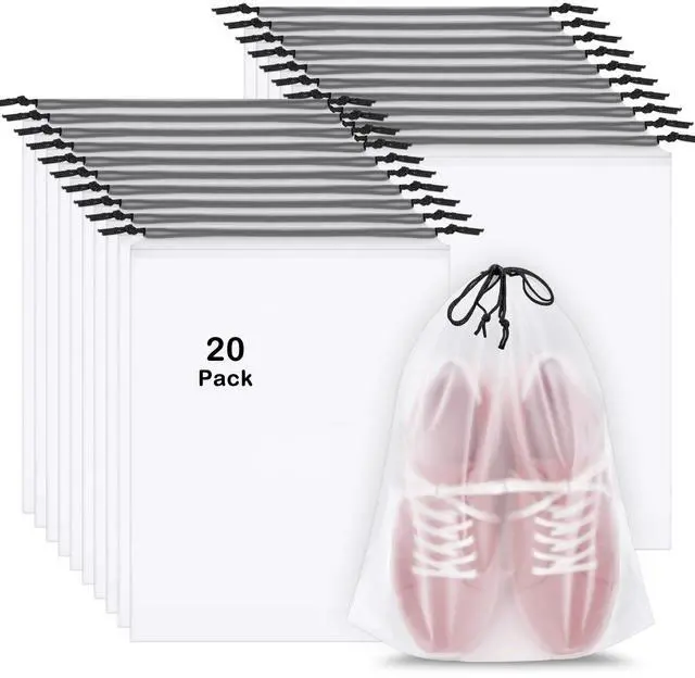 Main image of 20 Pack Shoe Bags for Travel, 15.7" x 11.8" Clear Travel Shoe Bags for Packing, Large Waterproof Portable Drawstring Travel Shoe Storage Bag Travel Essentials Women for and Men