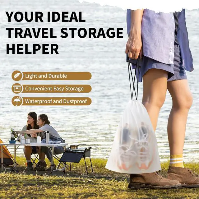 Alt view image 3 of 7 - 20 Pack Shoe Bags for Travel, 15.7" x 11.8" Clear Travel Shoe Bags for Packing, Large Waterproof Portable Drawstring Travel Shoe Storage Bag Travel Essentials Women for and Men