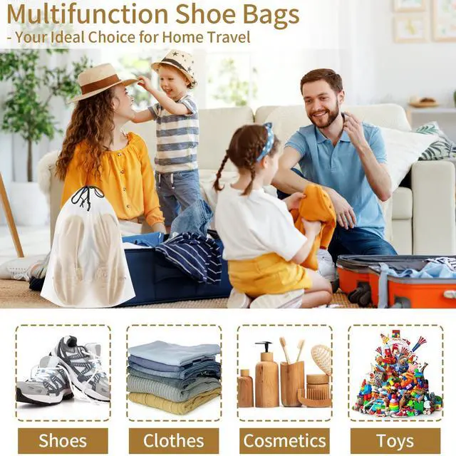 Alt view image 6 of 7 - 20 Pack Shoe Bags for Travel, 15.7" x 11.8" Clear Travel Shoe Bags for Packing, Large Waterproof Portable Drawstring Travel Shoe Storage Bag Travel Essentials Women for and Men