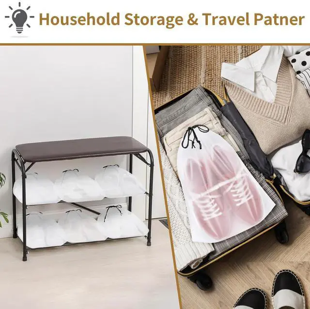 Alt view image 7 of 7 - 20 Pack Shoe Bags for Travel, 15.7" x 11.8" Clear Travel Shoe Bags for Packing, Large Waterproof Portable Drawstring Travel Shoe Storage Bag Travel Essentials Women for and Men