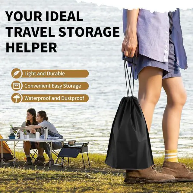Alt view image 3 of 7 - COIDEA 20 Pack Black Shoe Bags for Travel, 15.7" x 11.8", Waterproof Portable Drawstring Travel Shoe Storage Bags