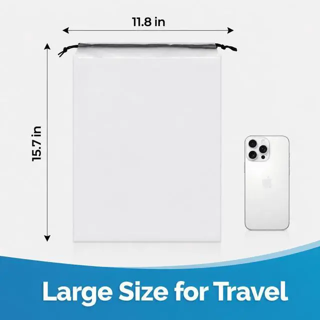 Alt view image 2 of 7 - BIDEX 6 Pack Transparent Shoe Bags for Travel, Large Clear Drawstring Shoe Organizer Bags for Men & Women, PE Waterproof Dustproof Portable Shoe Storage Pouch for Luggage, Backpack, Gym