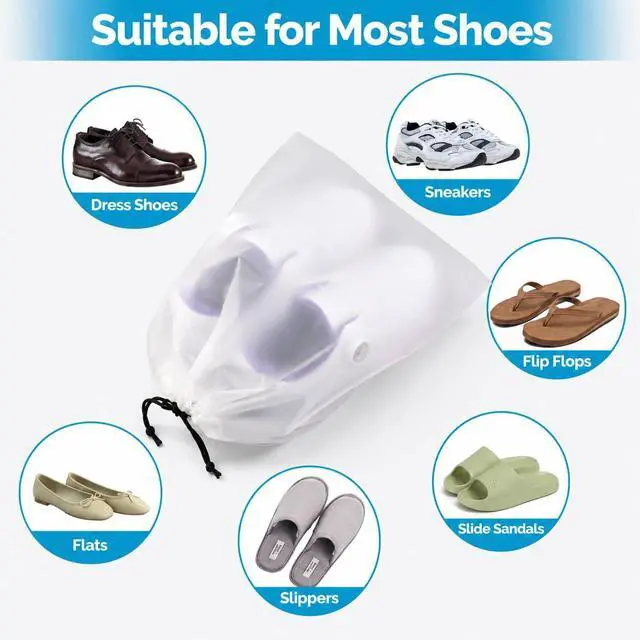 Alt view image 4 of 7 - BIDEX 6 Pack Transparent Shoe Bags for Travel, Large Clear Drawstring Shoe Organizer Bags for Men & Women, PE Waterproof Dustproof Portable Shoe Storage Pouch for Luggage, Backpack, Gym