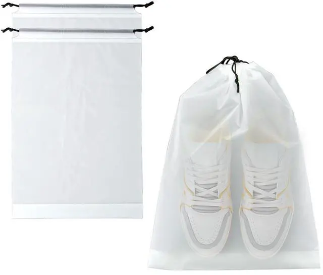 Main image of 2 Pack Clear Drawstring Travel Shoe Bags, Large Size Transparent Storage Organizer for Men Women