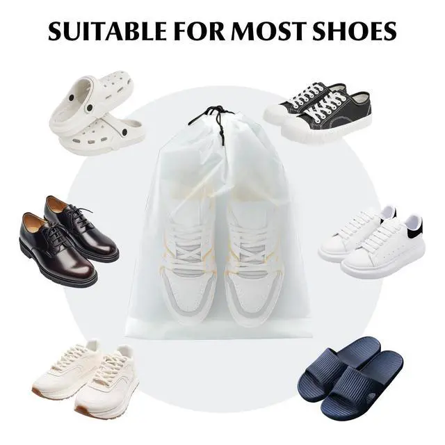 Alt view image 4 of 7 - 2 Pack Clear Drawstring Travel Shoe Bags, Large Size Transparent Storage Organizer for Men Women