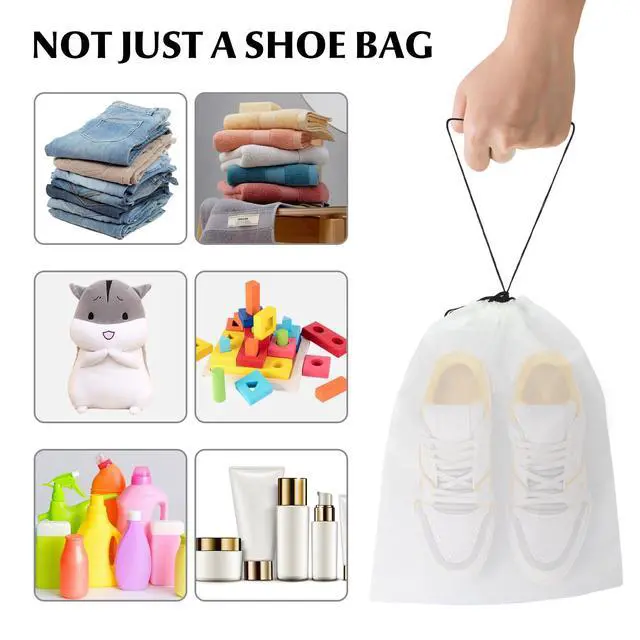 Alt view image 6 of 7 - 2 Pack Clear Drawstring Travel Shoe Bags, Large Size Transparent Storage Organizer for Men Women