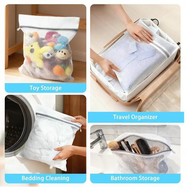 Alt view image 7 of 7 - PrettyCare 3 Large (16x19inch) Mesh Laundry Bags for Delicates, Durable Honeycomb Wash Bags with Premium Zippers - Laundry Essentials Mesh Bags for Lingerie, Bras, Socks, Sweater, Travel & Organizing