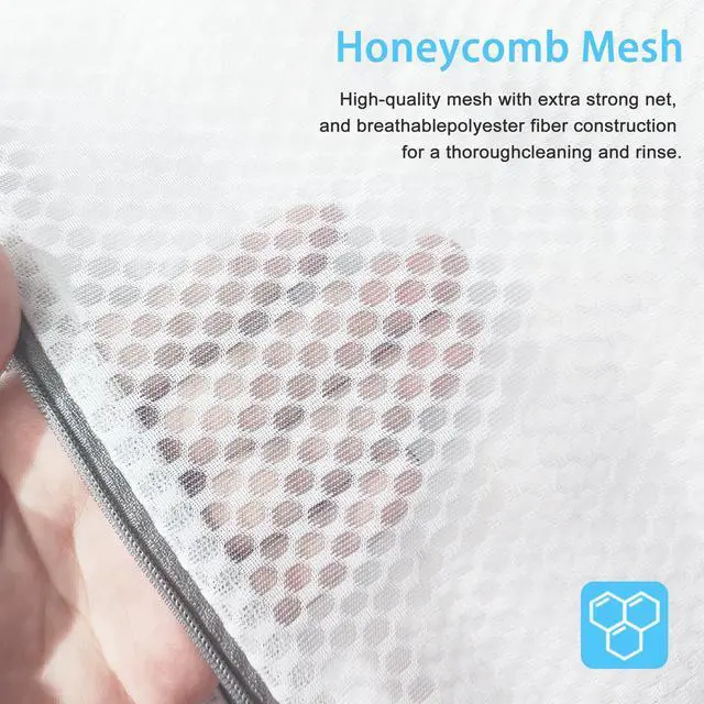 Alt view image 3 of 7 - PrettyCare 3 Large (16x19inch) Mesh Laundry Bags for Delicates, Durable Honeycomb Wash Bags with Premium Zippers - Laundry Essentials Mesh Bags for Lingerie, Bras, Socks, Sweater, Travel & Organizing