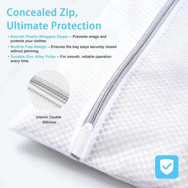 Alt view image 4 of 7 - PrettyCare 3 Large (16x19inch) Mesh Laundry Bags for Delicates, Durable Honeycomb Wash Bags with Premium Zippers - Laundry Essentials Mesh Bags for Lingerie, Bras, Socks, Sweater, Travel & Organizing