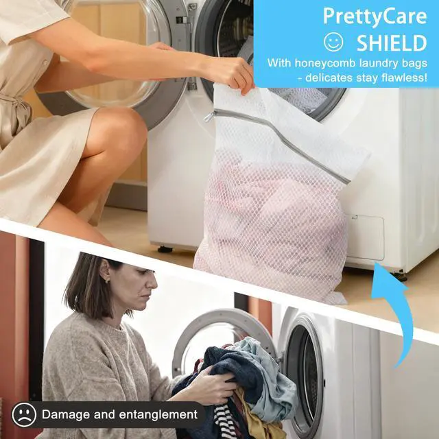Alt view image 6 of 7 - PrettyCare 3 Large (16x19inch) Mesh Laundry Bags for Delicates, Durable Honeycomb Wash Bags with Premium Zippers - Laundry Essentials Mesh Bags for Lingerie, Bras, Socks, Sweater, Travel & Organizing