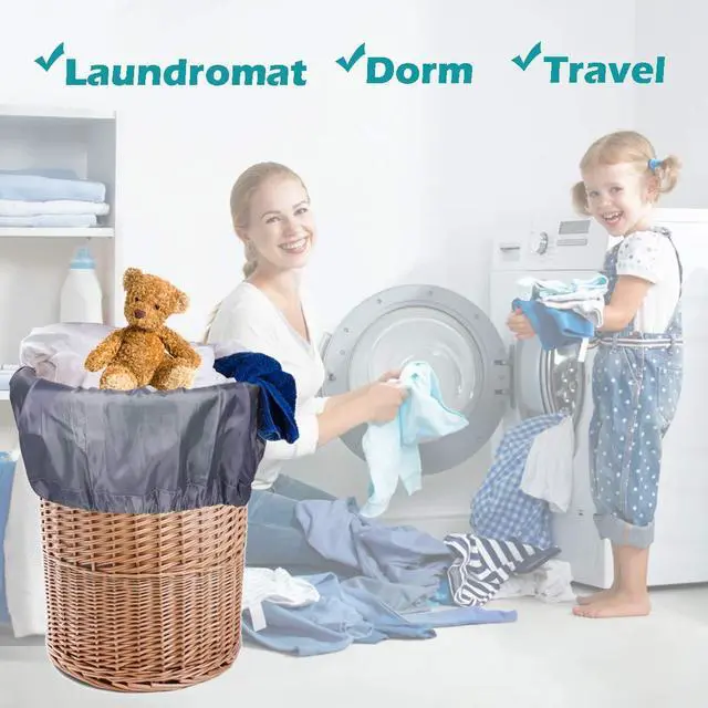 Alt view image 5 of 7 - Heavy Duty Laundry Bag 2 Pack XL Nylon Laundry Bags with Straps, Washable Large Dirty Clothes Organizer with Drawstring Closure, Travel Washing Bag Fit a Laundry Hamper or Basket