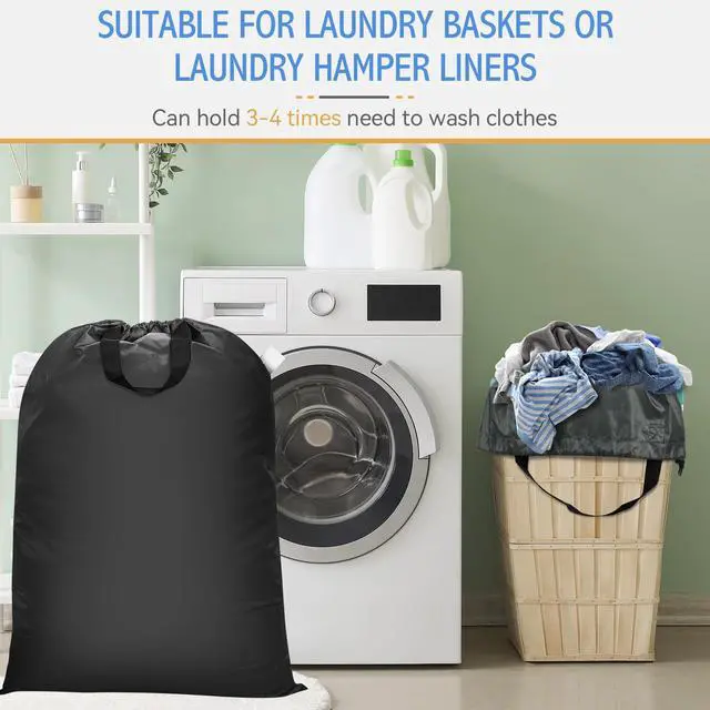 Alt view image 5 of 6 - Isink Extra Large Laundry Bag With Handles, Heavy Duty, Travel Laundry Bag for Dirty Clothes, 28" x 40" (Black)