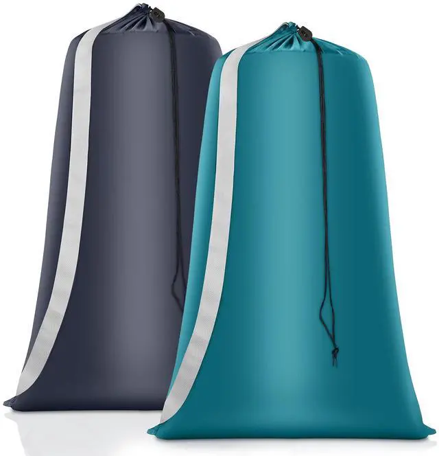 Main image of Heavy Duty Laundry Bag 2 Pack XL Nylon Laundry Bags with Straps, Washable Large Dirty Clothes Organizer with Drawstring Closure, Travel Washing Bag Fit a Laundry Hamper or Basket