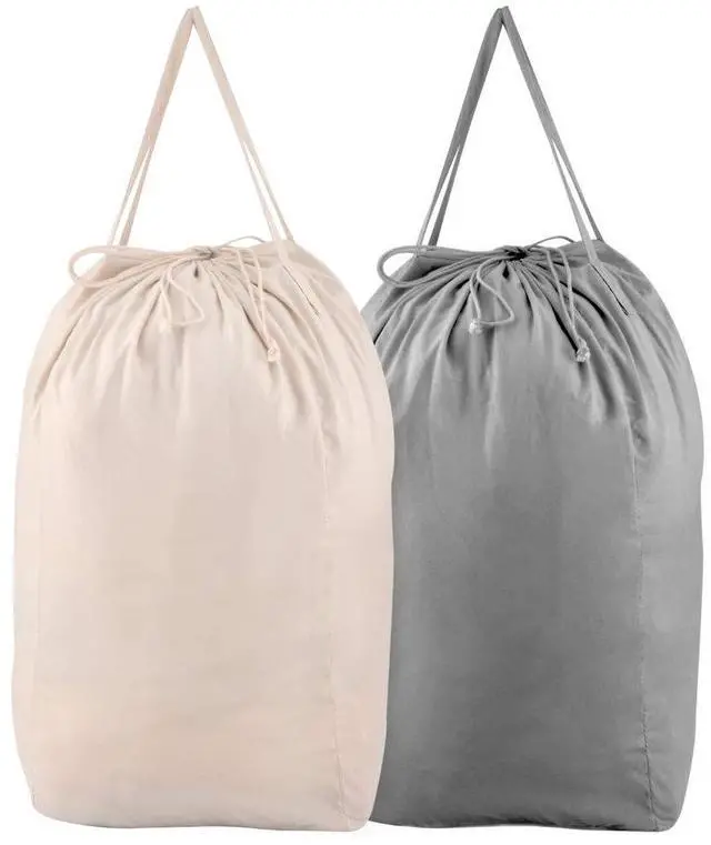 Main image of MCleanPin Washable Laundry Bags with Handles,140L Dirty Clothes Storage for College Dorm or Travel, Laundry Liner Fit Most Laundry Hamper or Basket,2 Pack (Beige & Grey)