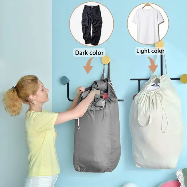 Alt view image 2 of 6 - MCleanPin Washable Laundry Bags with Handles,140L Dirty Clothes Storage for College Dorm or Travel, Laundry Liner Fit Most Laundry Hamper or Basket,2 Pack (Beige & Grey)