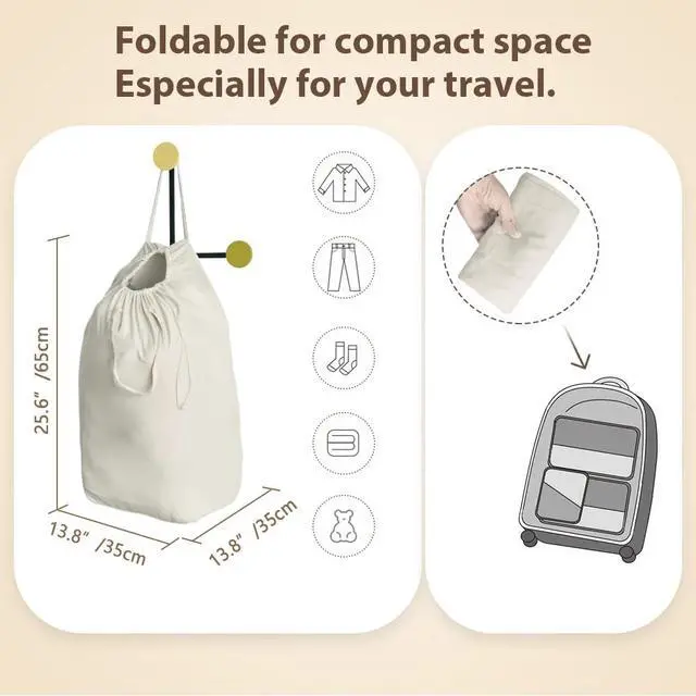 Alt view image 3 of 6 - MCleanPin Washable Laundry Bags with Handles,140L Dirty Clothes Storage for College Dorm or Travel, Laundry Liner Fit Most Laundry Hamper or Basket,2 Pack (Beige & Grey)
