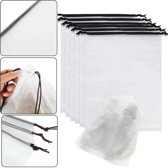 Alt view image 3 of 6 - YMCCOOL 12pcs Transparent Shoe Bags for Travel 11.8in X 15.7in Protable Clear shoe bags for storage with rope,large drawstring bags for travel Men and Women