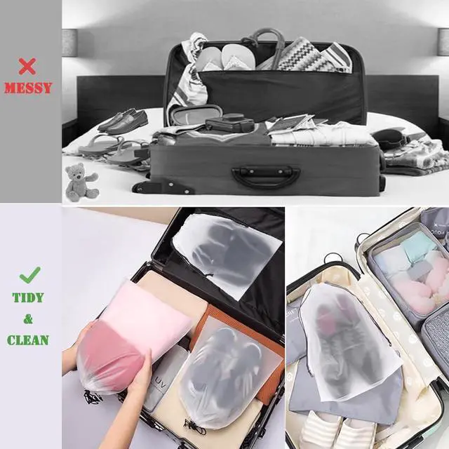 Alt view image 5 of 6 - YMCCOOL 12pcs Transparent Shoe Bags for Travel 11.8in X 15.7in Protable Clear shoe bags for storage with rope,large drawstring bags for travel Men and Women