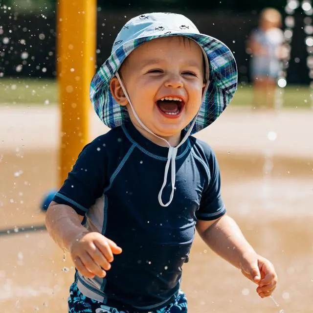 Alt view image 5 of 7 - Durio Baby Hat UPF 50+ Sun Protection Boy Summer Cute Kids Toddler Sun Hat Cap Baby Girl Bucket Blue 19.7"(50cm)/12-24 Months