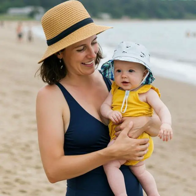 Alt view image 7 of 7 - Durio Baby Hat UPF 50+ Sun Protection Boy Summer Cute Kids Toddler Sun Hat Cap Baby Girl Bucket Blue 19.7"(50cm)/12-24 Months