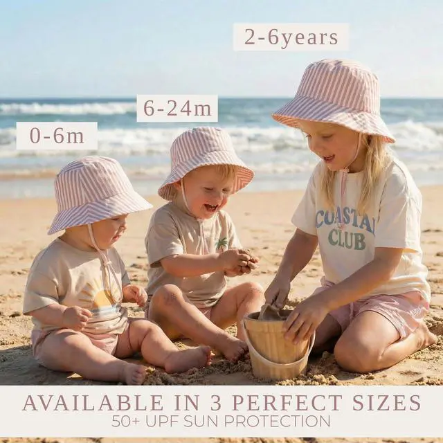 Alt view image 3 of 7 - Beautiful Kids Sun Hat 2-6 Years - Adjustable Hat with Secure Fit & Safe UPF 50+ Sun Protection - Kids Bucket Hat for Beach Pink