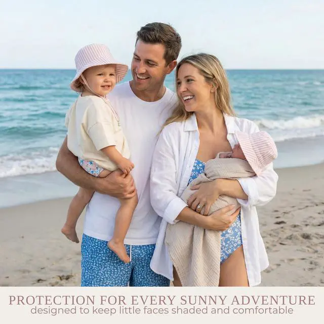 Alt view image 5 of 7 - Beautiful Kids Sun Hat 2-6 Years - Adjustable Hat with Secure Fit & Safe UPF 50+ Sun Protection - Kids Bucket Hat for Beach Pink