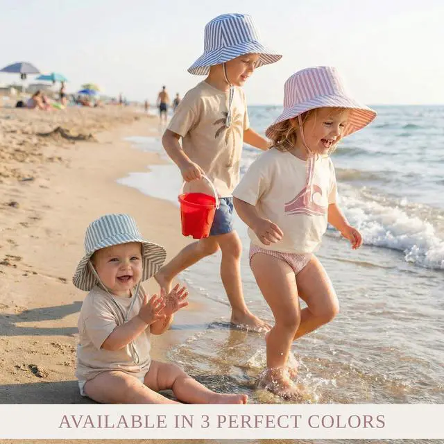 Alt view image 6 of 7 - Beautiful Kids Sun Hat 2-6 Years - Adjustable Hat with Secure Fit & Safe UPF 50+ Sun Protection - Kids Bucket Hat for Beach Pink