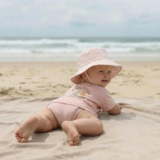 Alt view image 7 of 7 - Beautiful Kids Sun Hat 2-6 Years - Adjustable Hat with Secure Fit & Safe UPF 50+ Sun Protection - Kids Bucket Hat for Beach Pink
