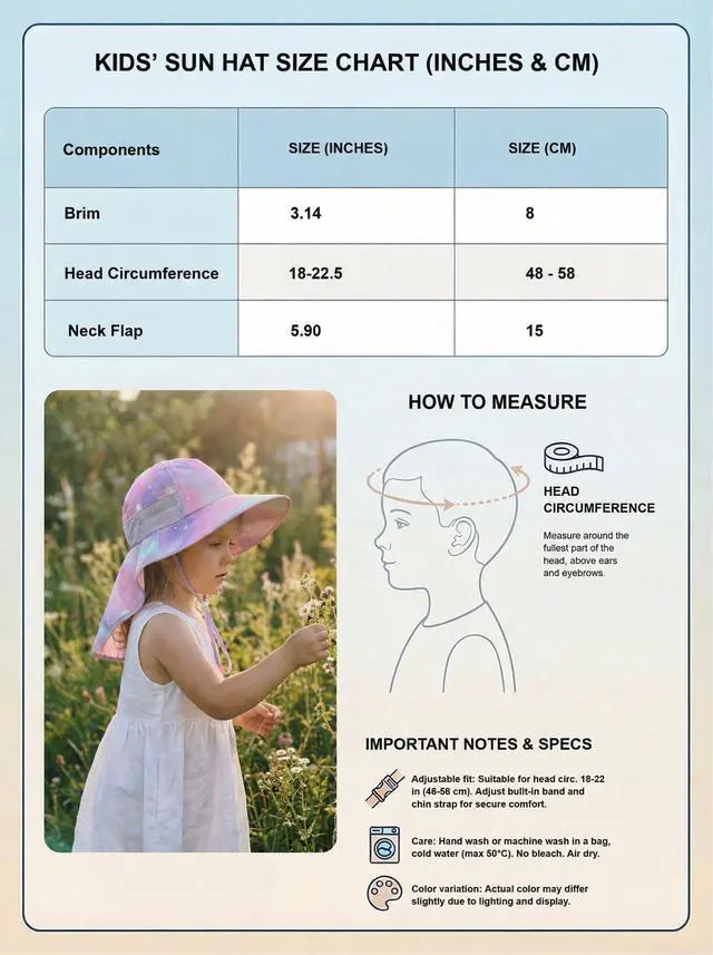 Alt view image 3 of 6 - icolor Kids Sun Hat UPF50+ Sun Protection Bucket Hat Toddler Summer Travel Beach Play Hats with Neck Flap for Girl Boy Ages 3~10 (PinkStarry)