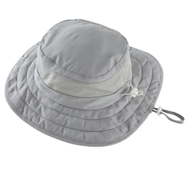 Alt view image 2 of 7 - Connectyle Kids UPF 50+ Summer Beach Hat Boys Foldable Wide Brim Bucket Hats Adjustable Fishing Sun Hat Light Grey 4-6 Years