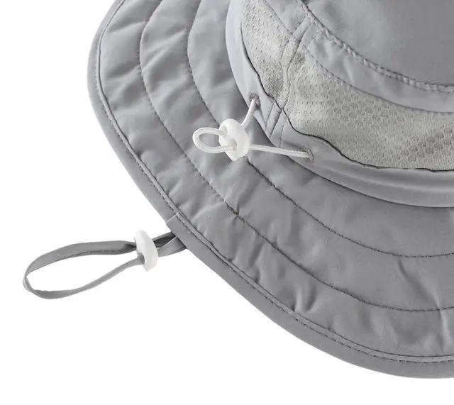Alt view image 4 of 7 - Connectyle Kids UPF 50+ Summer Beach Hat Boys Foldable Wide Brim Bucket Hats Adjustable Fishing Sun Hat Light Grey 4-6 Years