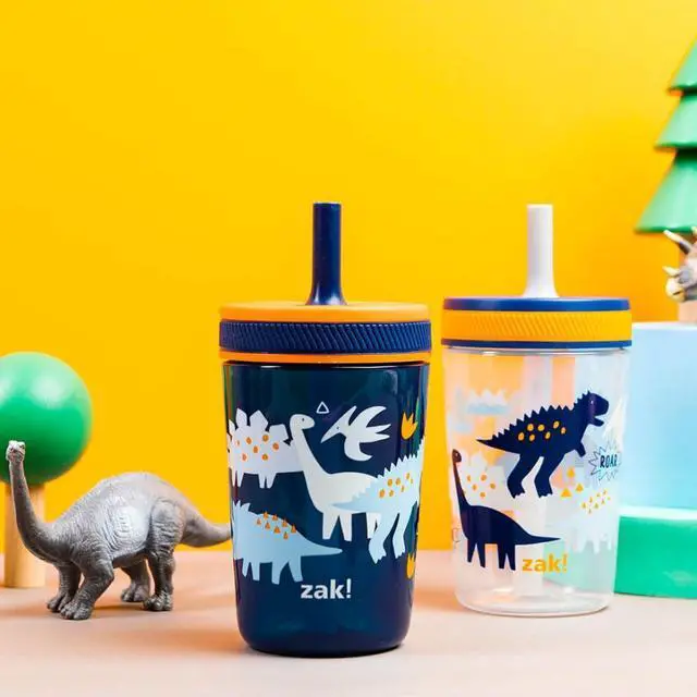 Alt view image 2 of 7 - Zak Designs Kelso Toddler Cups For Travel or At Home, 15oz 2-Pack Durable Plastic Sippy Cups With Leak-Proof Design is Perfect For Kids (DinoRoar, Zaksaurus)