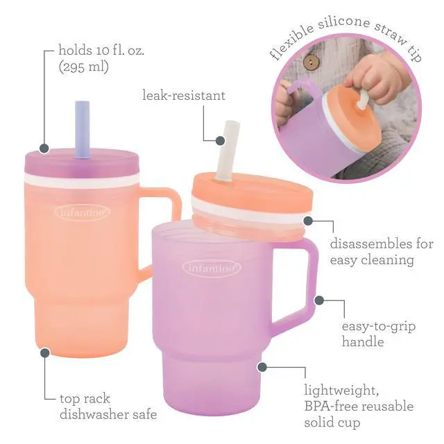 Alt view image 5 of 7 - Infantino My 1st Tumbler 10 Oz Plastic Sippy Cup, Seashell/Lavender