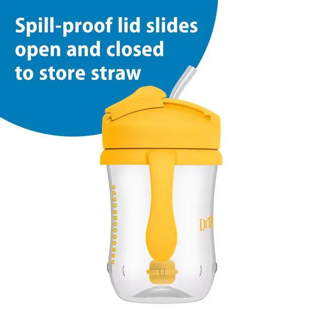 Alt view image 4 of 7 - Dr. Brown's Milestones Baby's First Straw Cup, Training Cup with Weighted Straw, 9oz/270mL, Vintage Yellow, BPA Free, 6m+