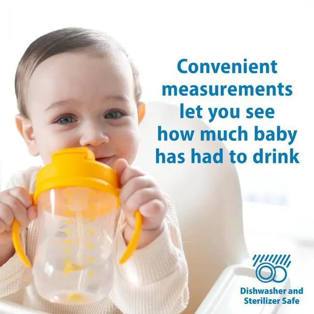 Alt view image 6 of 7 - Dr. Brown's Milestones Baby's First Straw Cup, Training Cup with Weighted Straw, 9oz/270mL, Vintage Yellow, BPA Free, 6m+