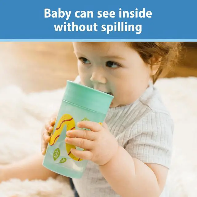 Alt view image 5 of 7 - Dr. Brown's Milestones Cheers 360 Spoutless Transition Cup, Travel Friendly and Leak-Free Sippy, Blue/Green Animals, 10 oz/300 mL, BPA-Free, 9m+, 2-Pack