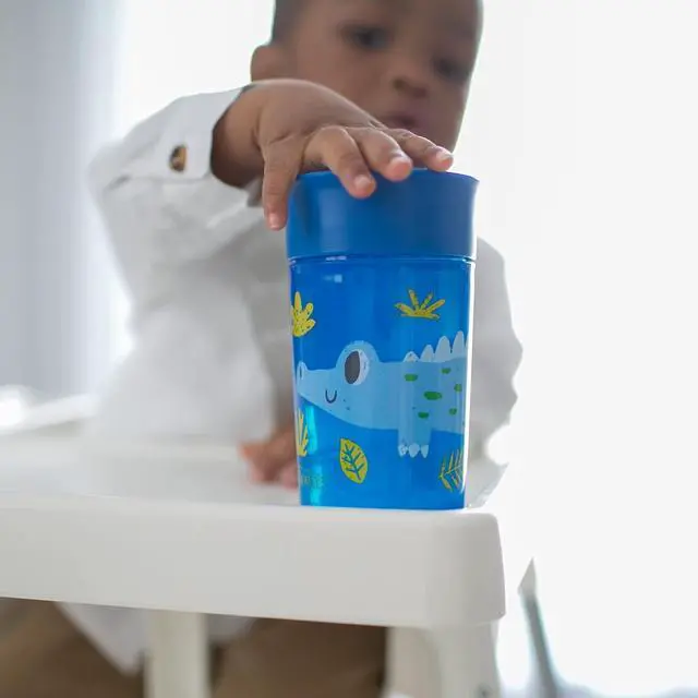 Alt view image 6 of 7 - Dr. Brown's Milestones Cheers 360 Spoutless Transition Cup, Travel Friendly and Leak-Free Sippy, Blue/Green Animals, 10 oz/300 mL, BPA-Free, 9m+, 2-Pack